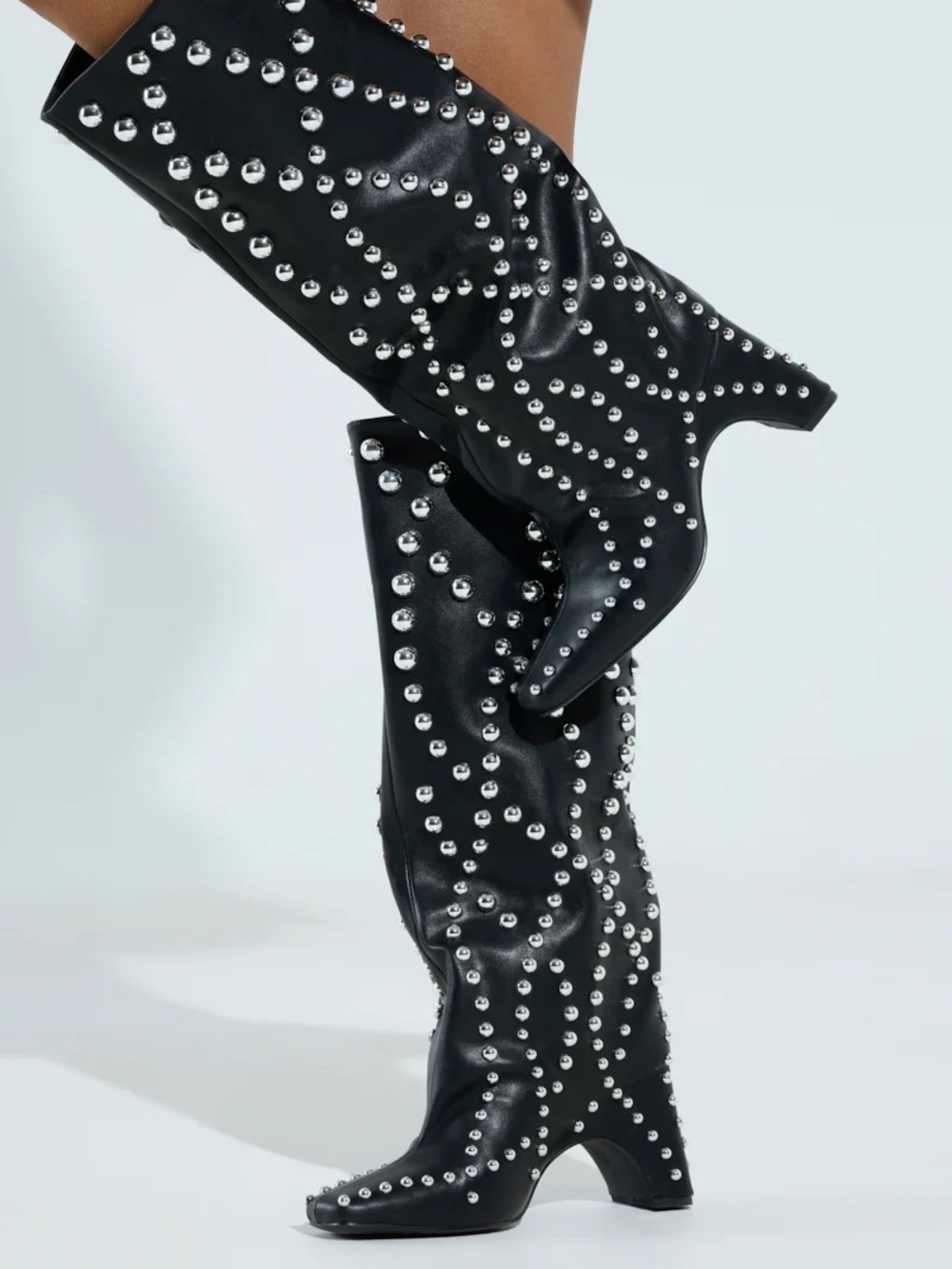 AKIRA Punk Glam Goth Retro Studded Faux Leather Boots